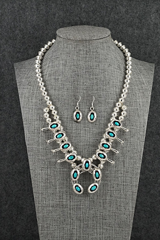 Turquoise & Sterling Silver Squash Blossom Set - Phil Garcia