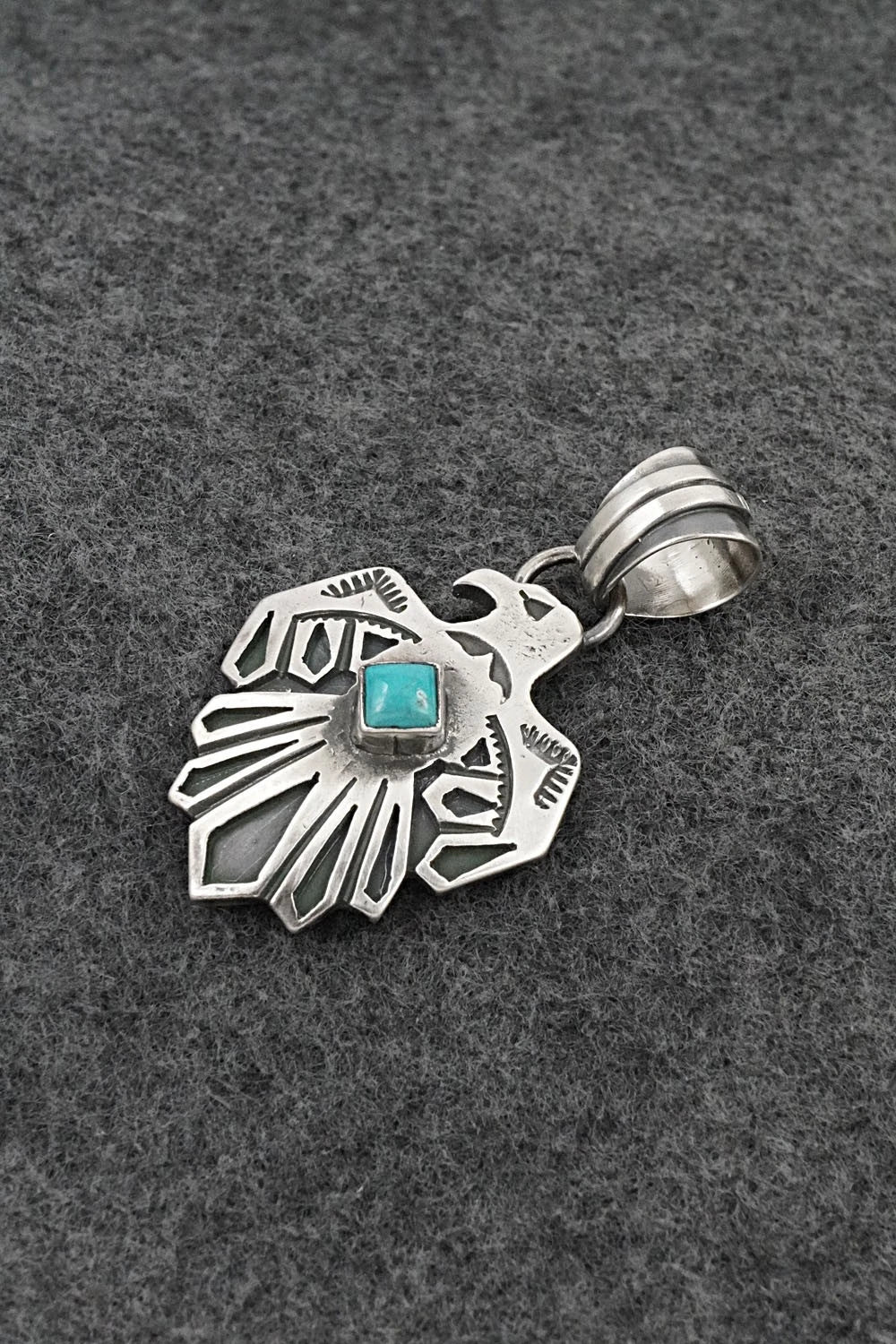 Turquoise & Sterling Silver Pendant - Jerold Joe