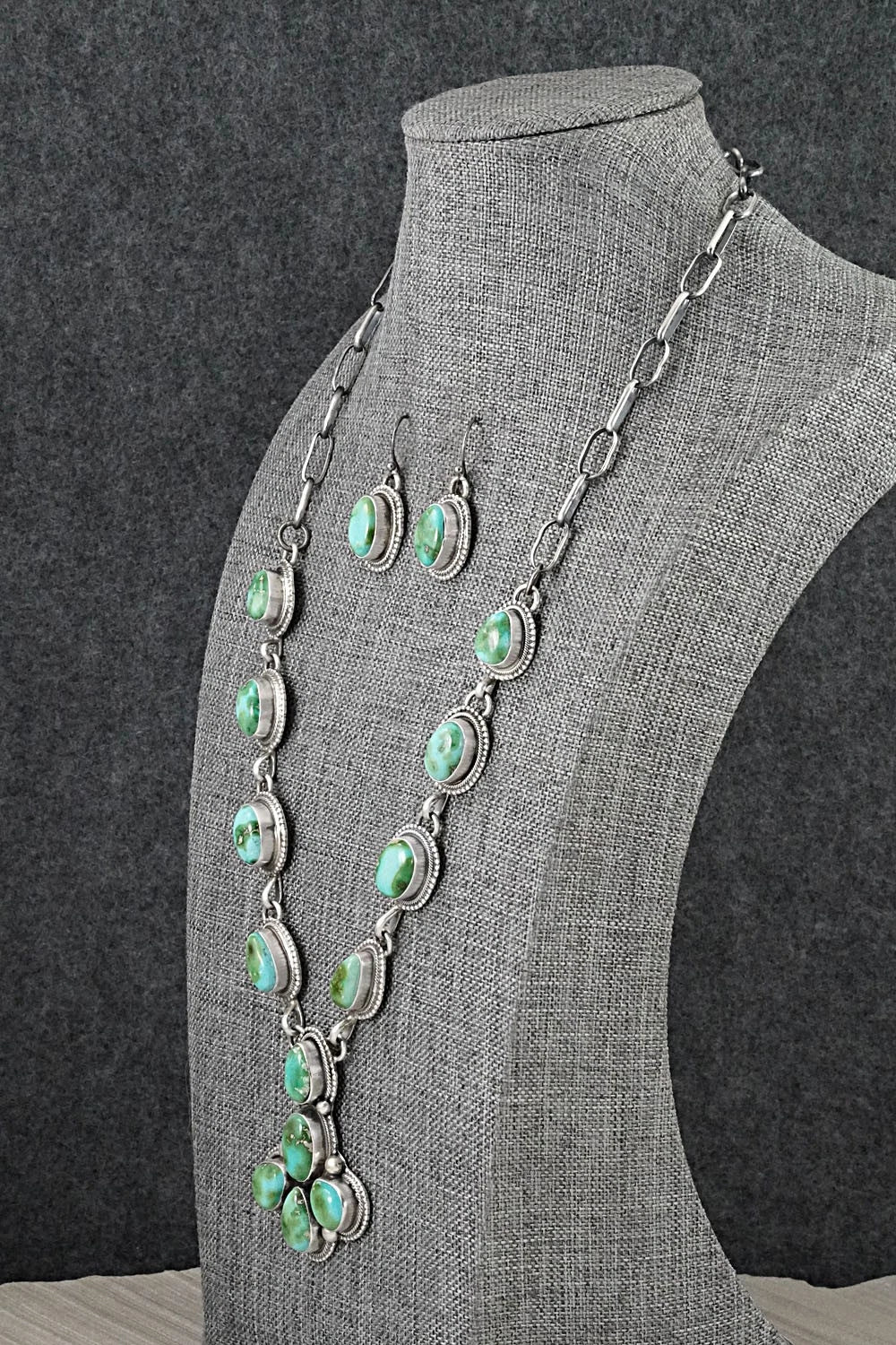 Turquoise & Sterling Silver Necklace and Earrings Set - Kathleen Livingston