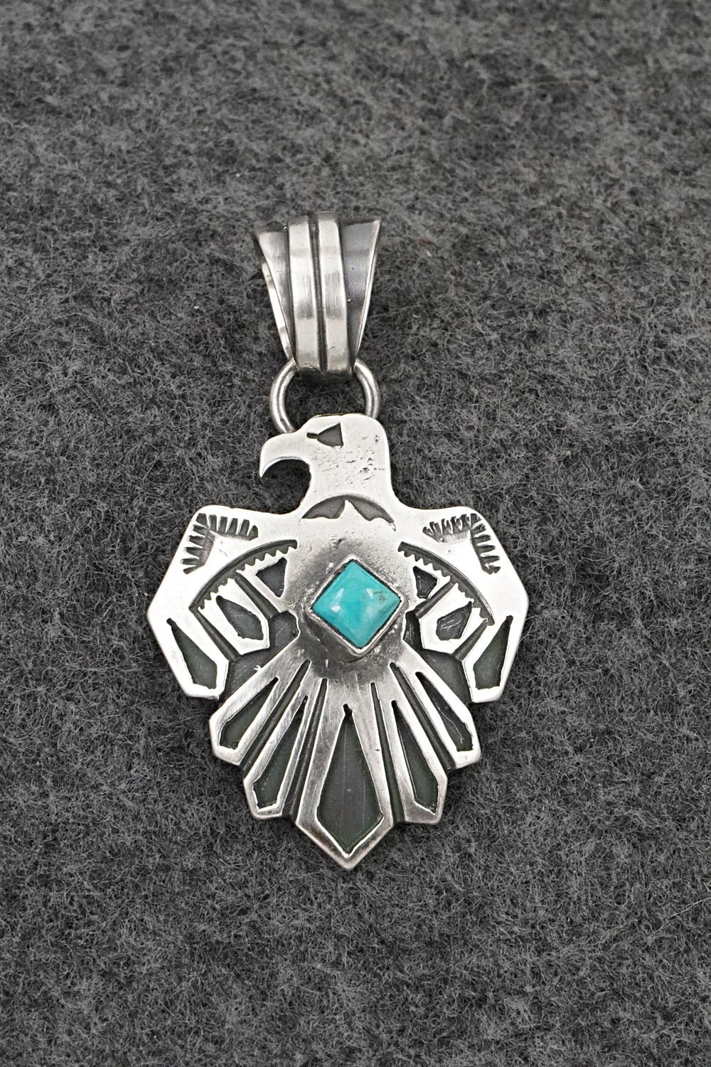Turquoise & Sterling Silver Pendant - Jerold Joe
