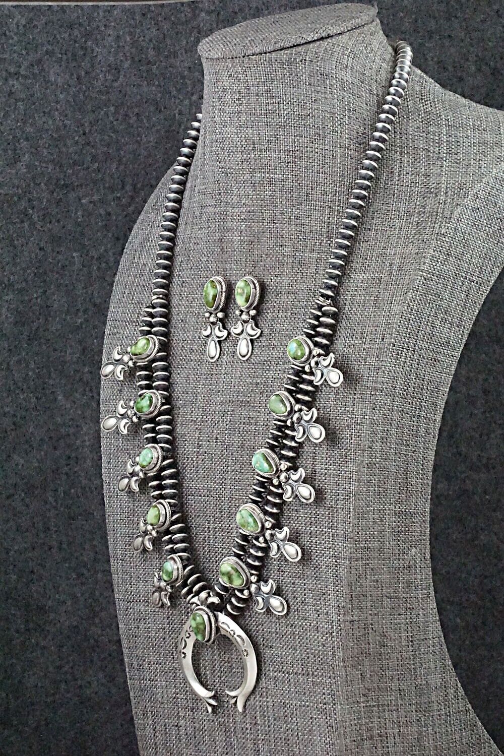 Turquoise & Sterling Silver Squash Blossom Set - Paige Gordon