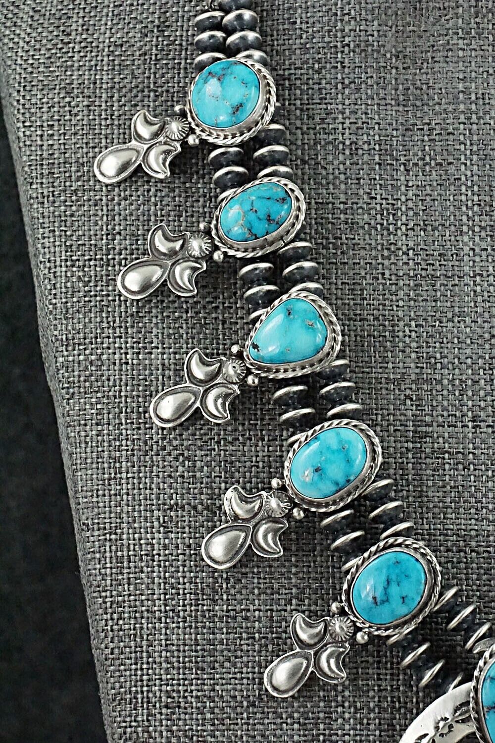 Turquoise & Sterling Silver Squash Blossom Set - Adrienne Gordon