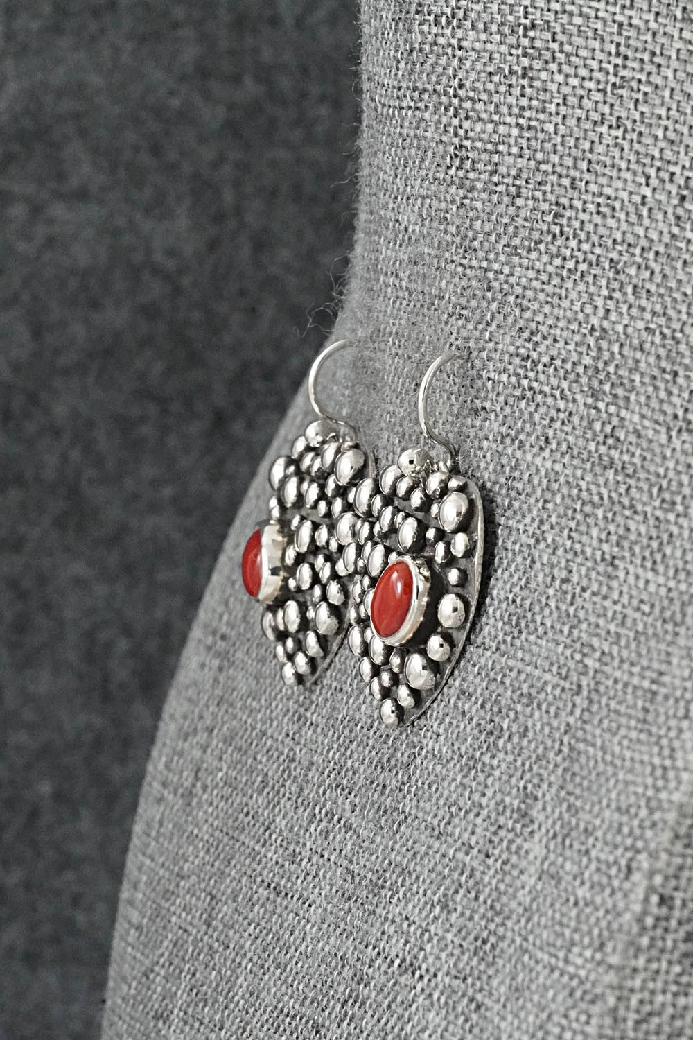 Coral & Sterling Silver Earrings - Raymond Coriz