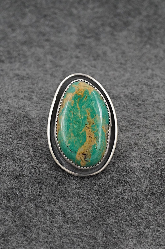 Turquoise & Sterling Silver Ring - Leslie Nez - Size 8.5