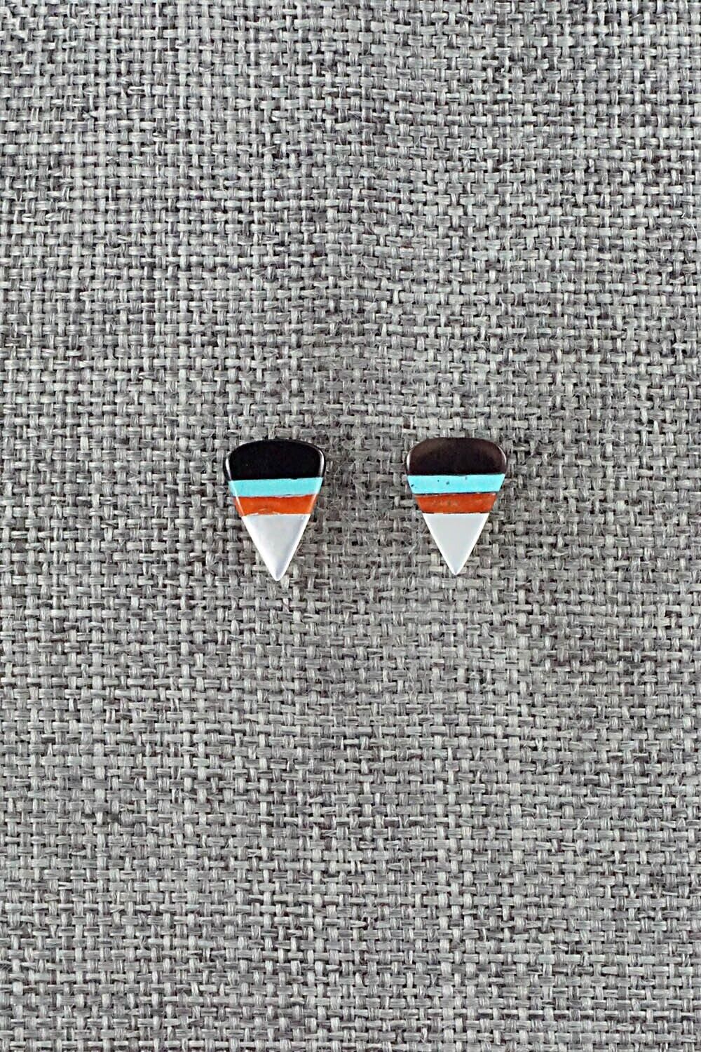 Multi-Stone & Sterling Silver Inlay Earrings - Preston Walela