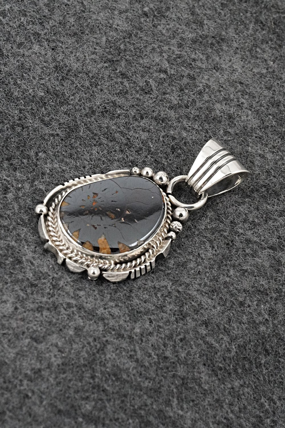 Ammonite & Sterling Silver Pendant - Samuel Yellowhair