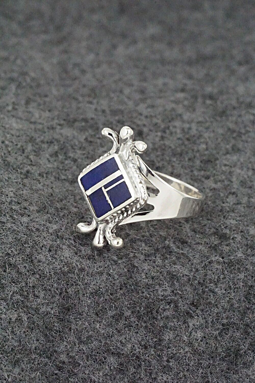 Lapis & Sterling Silver Inlay Ring - James Manygoats - Size 7.75