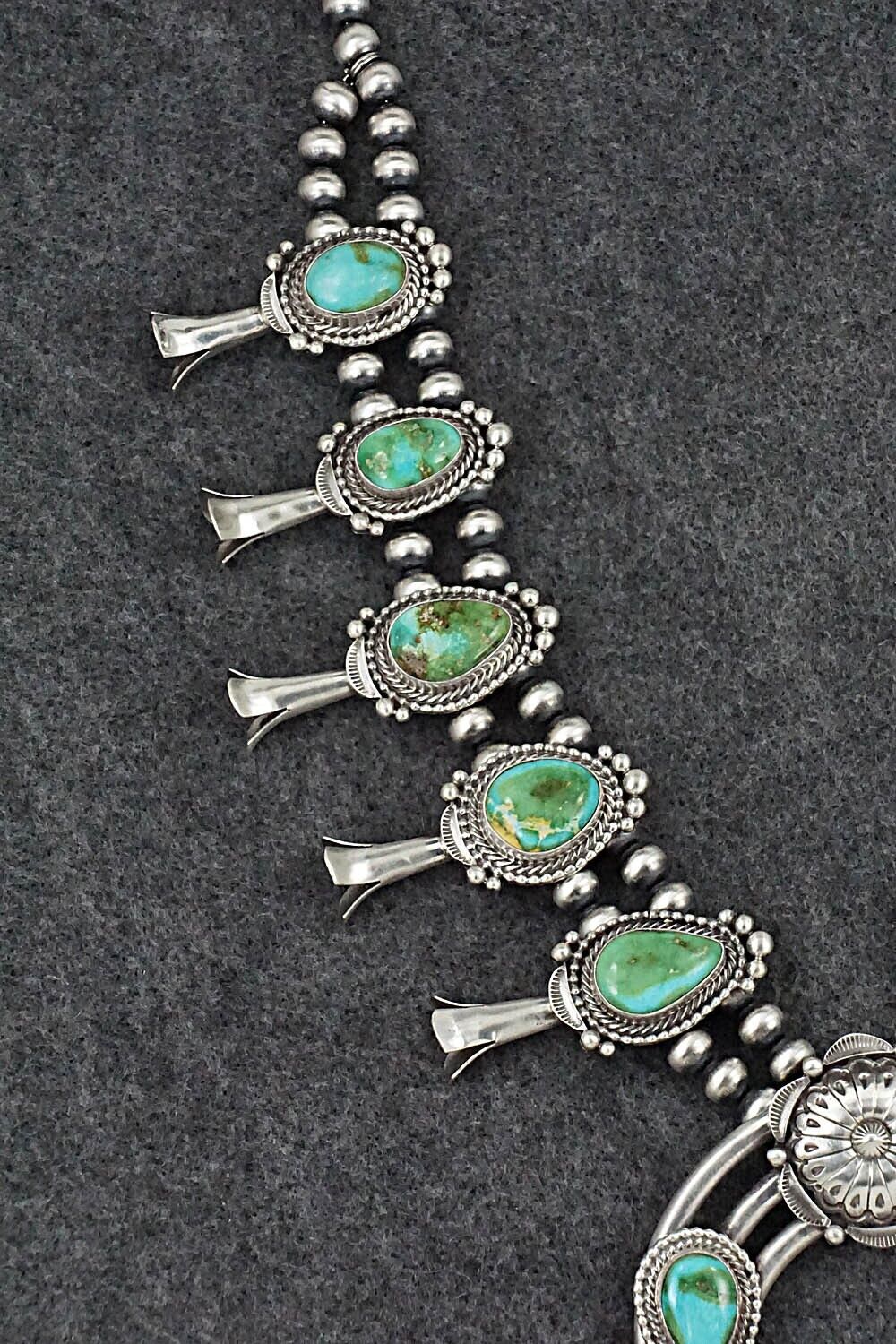 Turquoise & Sterling Silver Squash Blossom Set - Tom Lewis