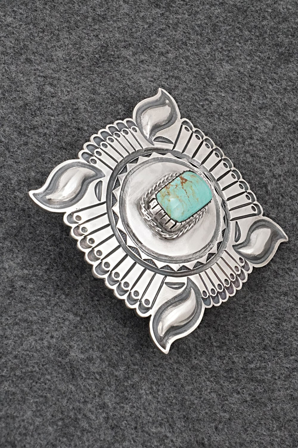 Turquoise & Sterling Silver Belt Buckle - Roland Dixson