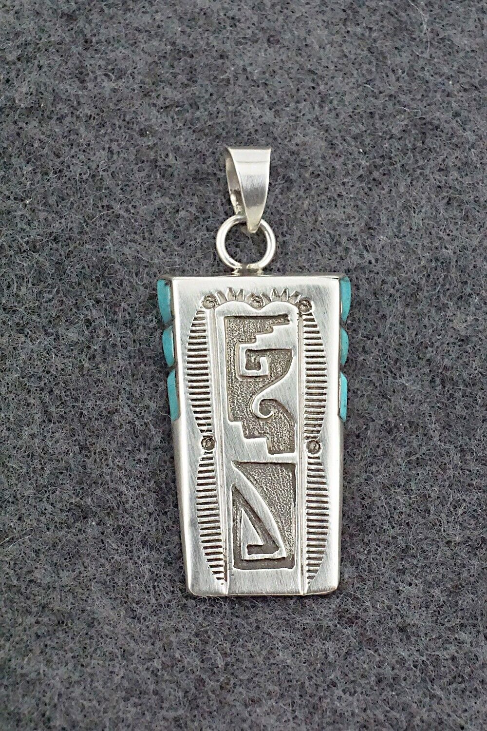 Turquoise & Sterling Silver Pendant - Leonard Jim