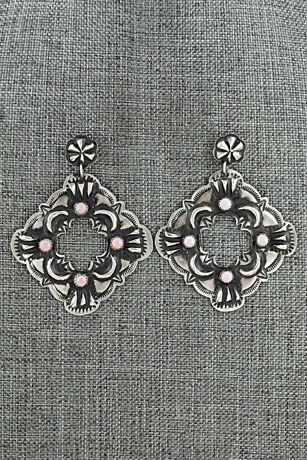 Pink Conch Shell & Sterling Silver Earrings - Leander Tahe