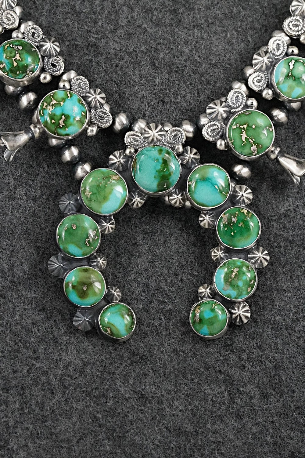 Turquoise & Sterling Silver Squash Blossom Set - Darrin Livingston