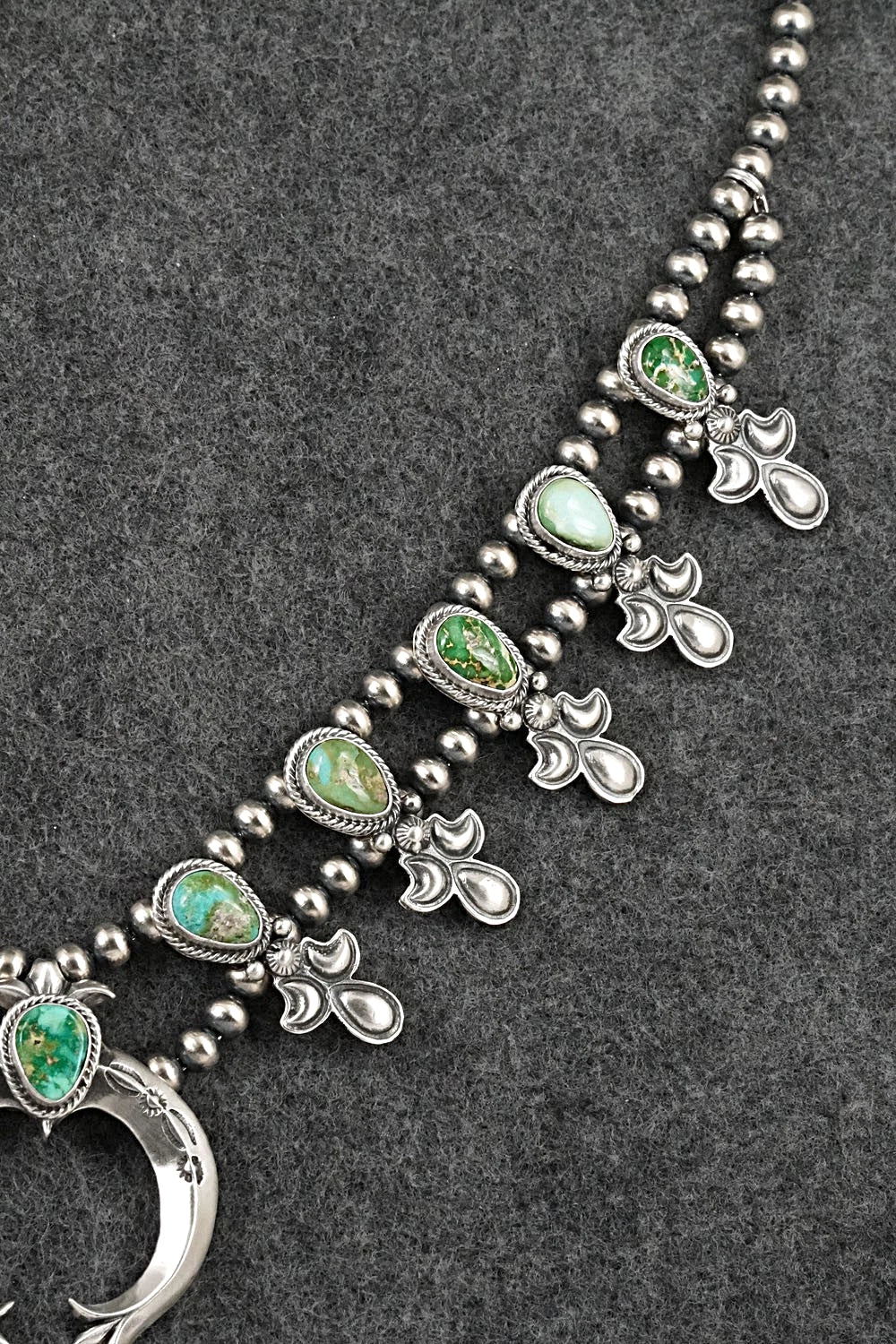 Turquoise & Sterling Silver Squash Blossom Set - Adrienne Gordon