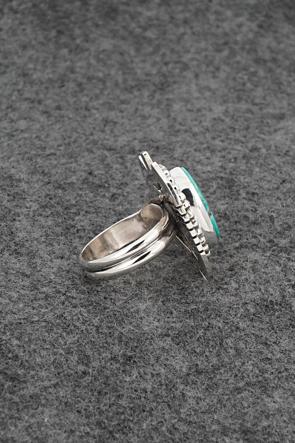 Turquoise & Sterling Silver Ring - Randy Billy - Size 9 Adj.