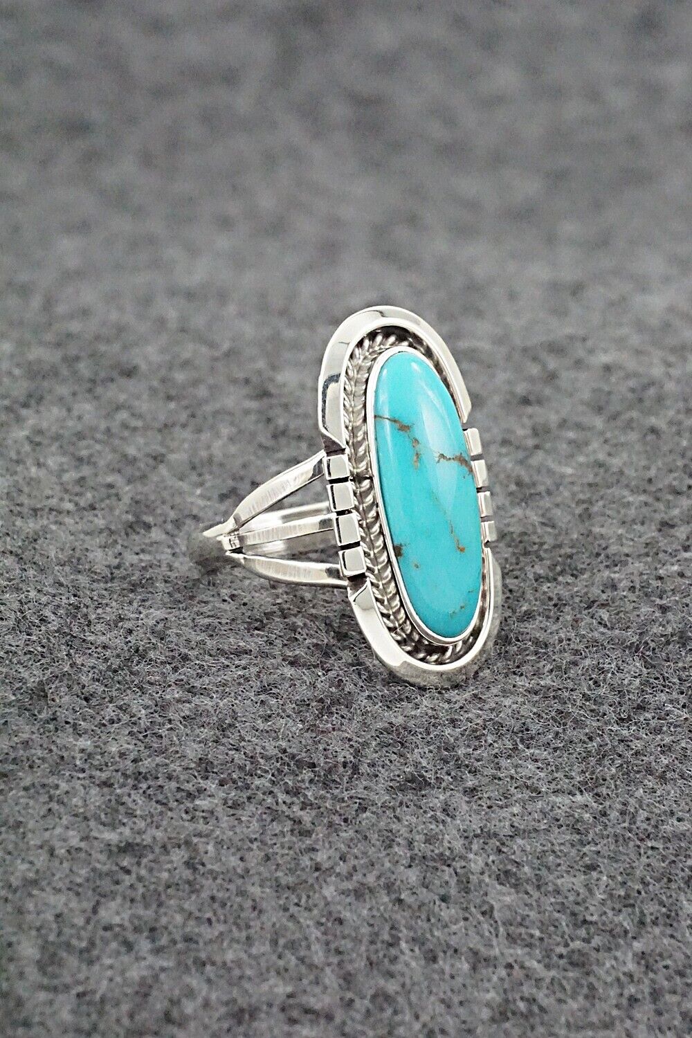 Turquoise & Sterling Silver Ring - Samuel Yellowhair - Size 6.75