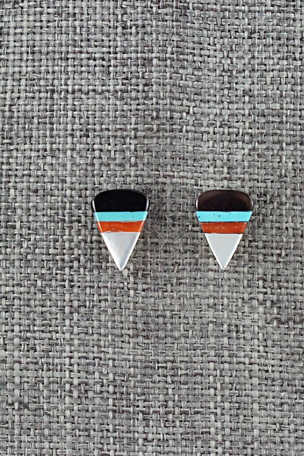 Multi-Stone & Sterling Silver Inlay Earrings - Preston Walela