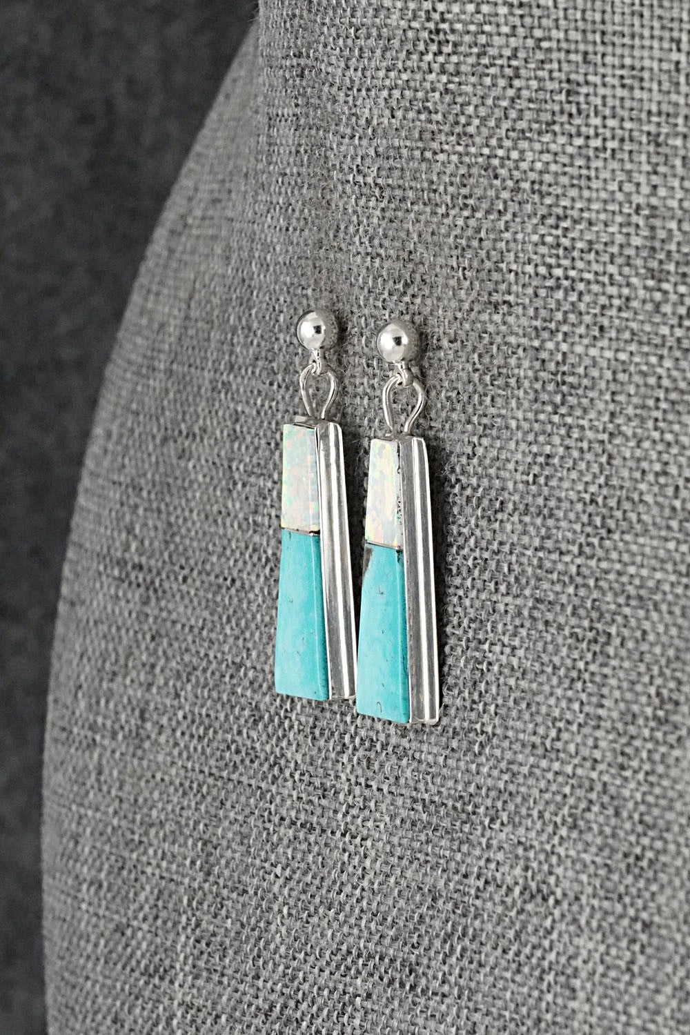 Turquoise, Opalite & Sterling Silver Earrings - Brenda Pete