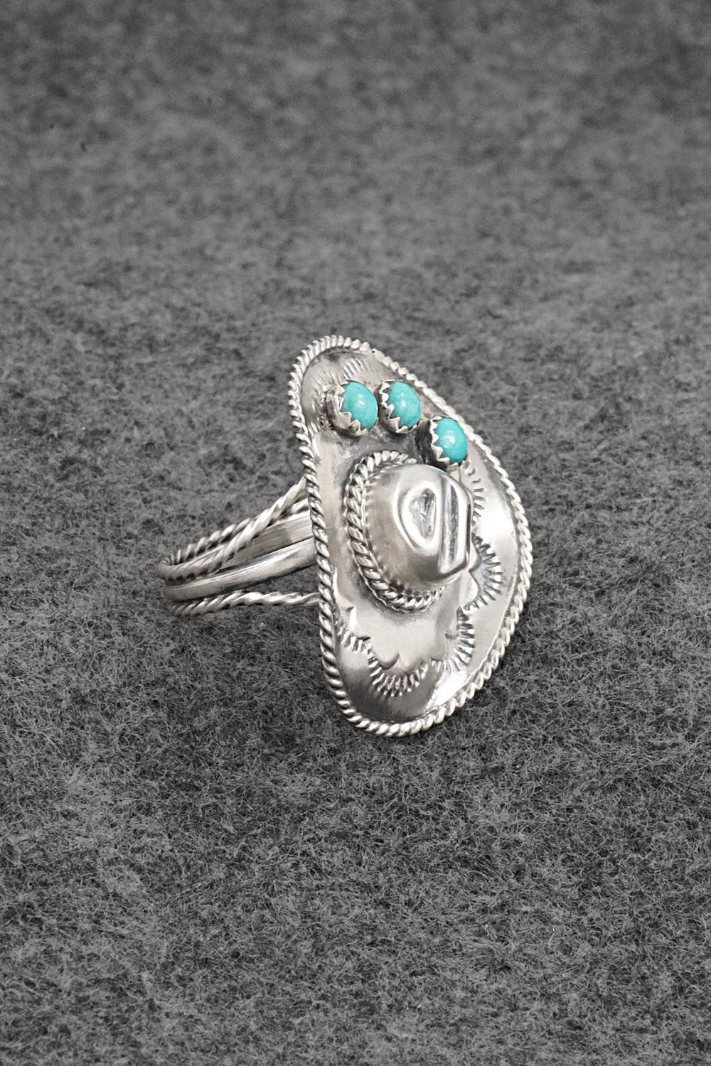 Turquoise & Sterling Silver Ring - Bobby Platero - Size 8.5
