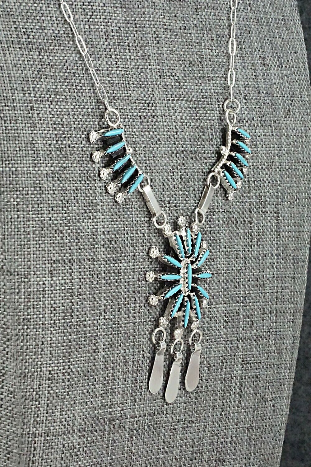 Turquoise & Sterling Silver Necklace - Jack Etsate