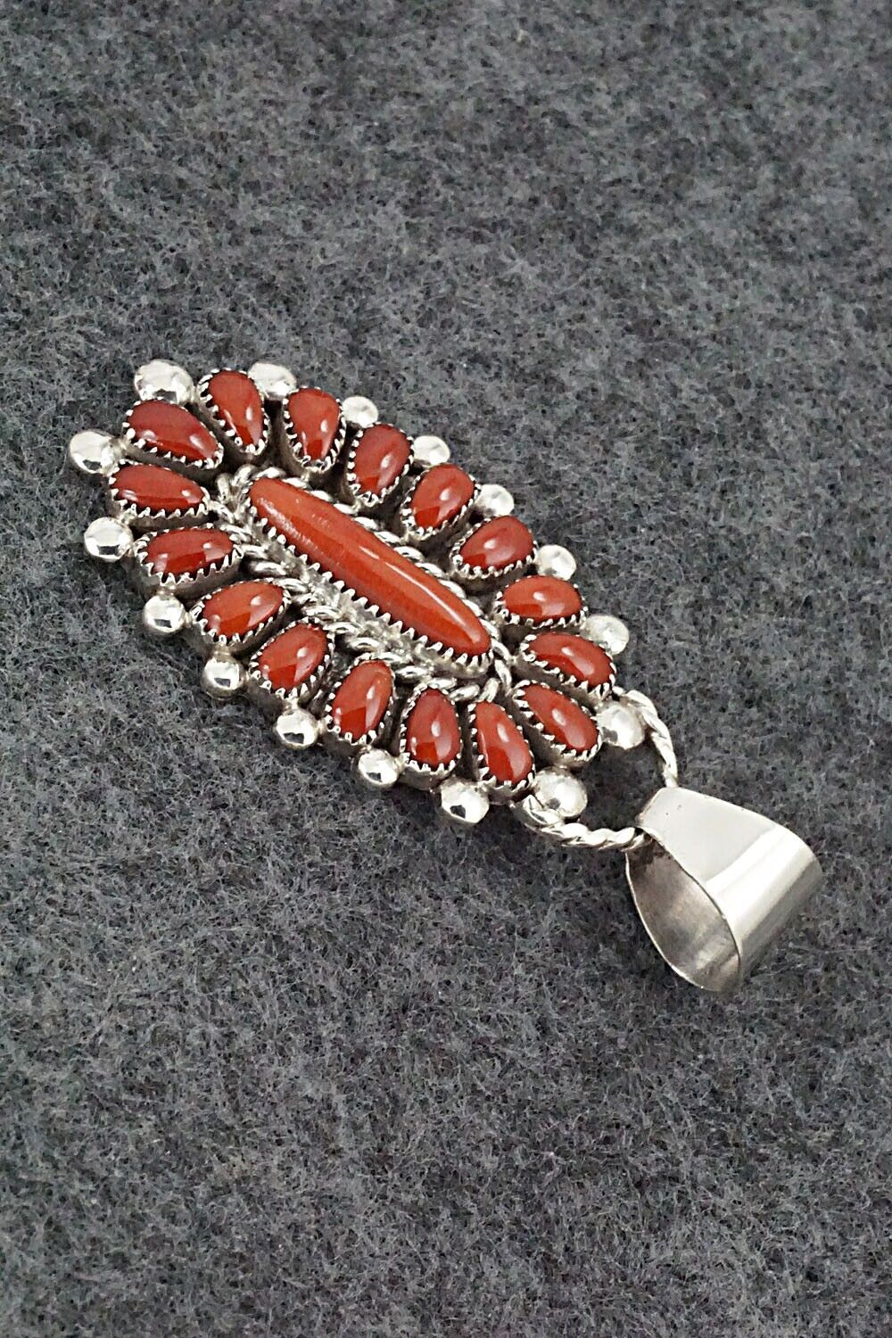 Coral & Sterling Silver Pendant - Lorraine Waatsa