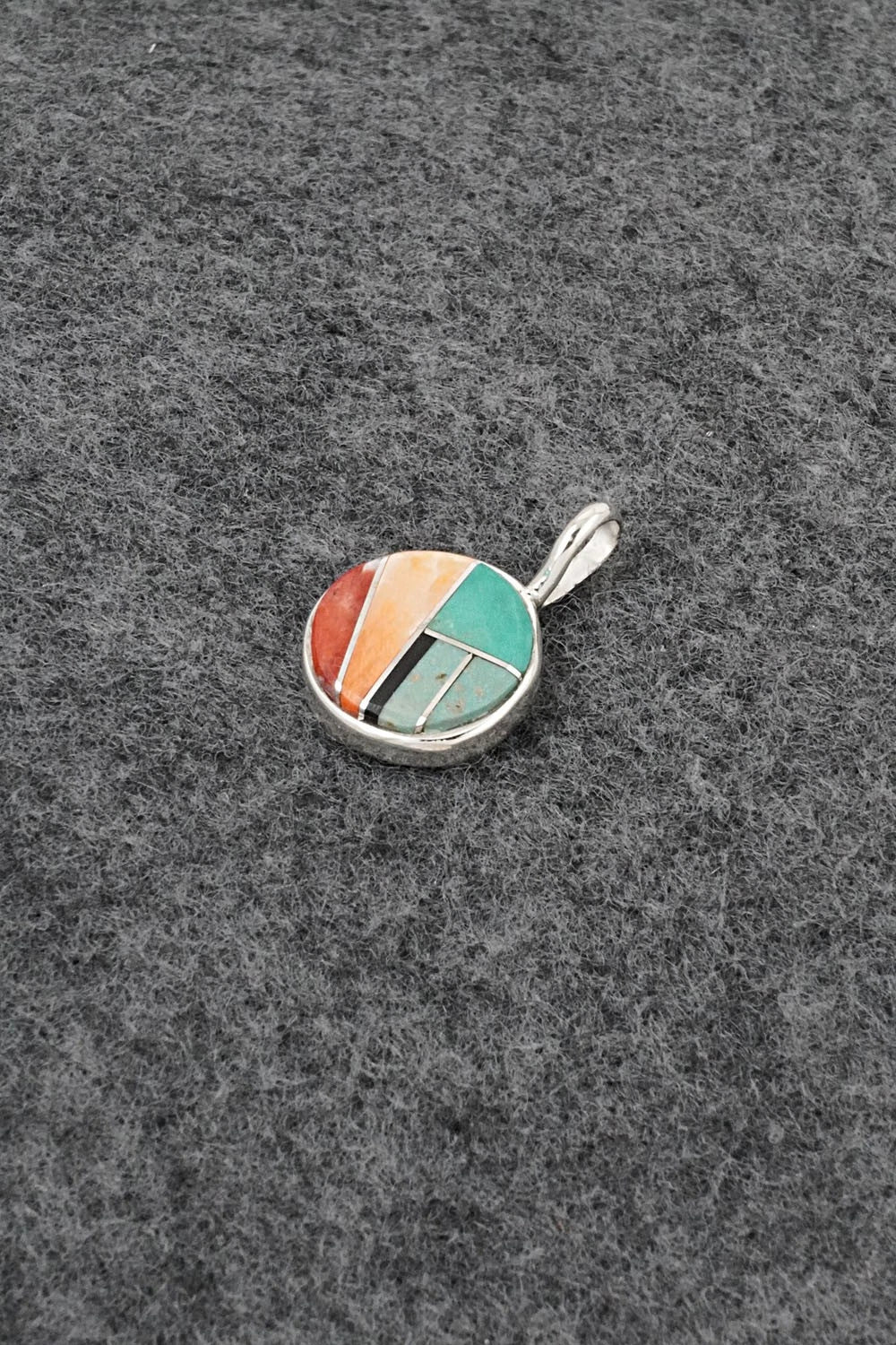 Turquoise, Spiny Oyster & Sterling Silver Pendant - Joseph Martinez