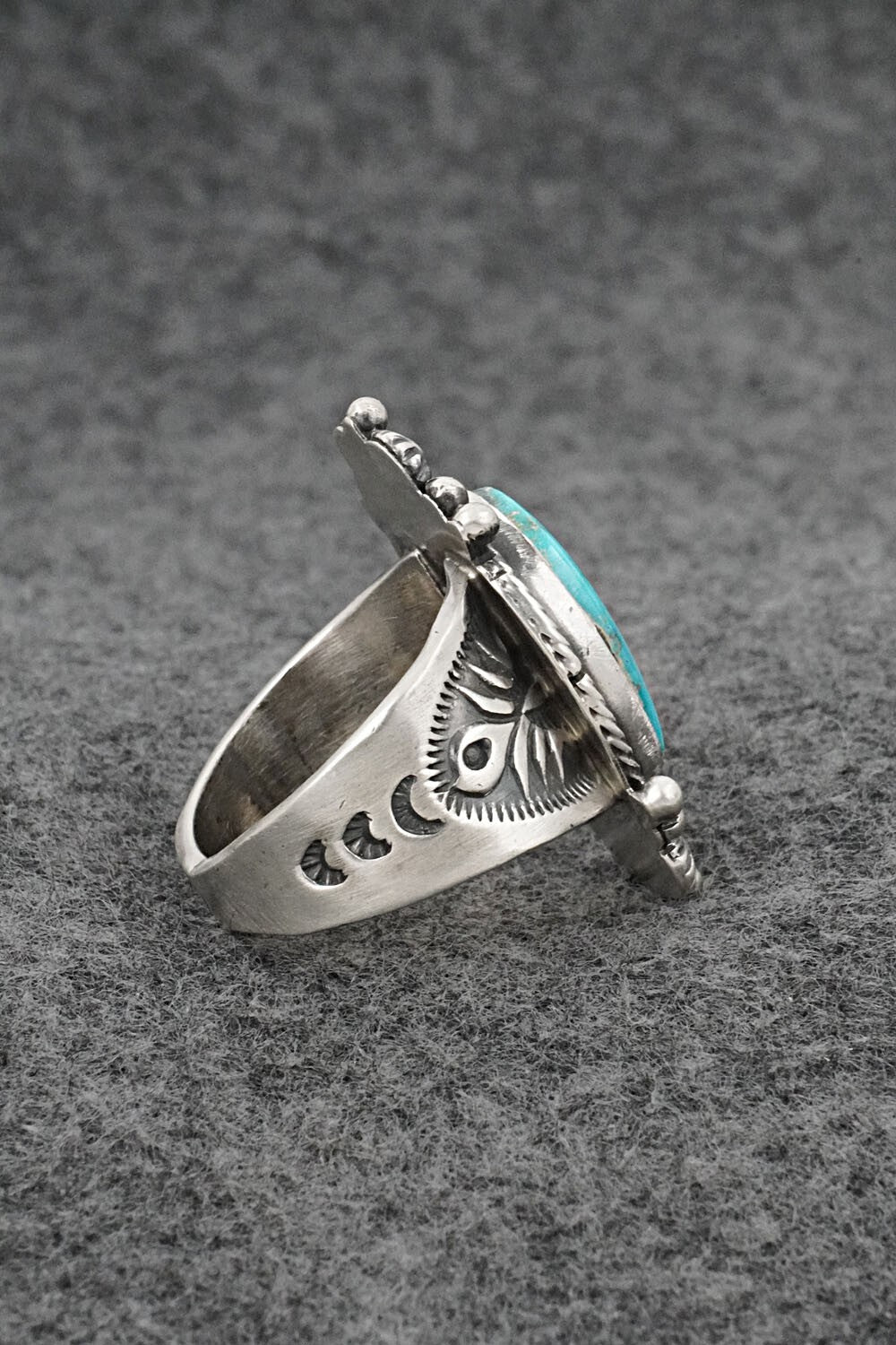 Turquoise & Sterling Silver Ring - Samuel Yellowhair - Size 8.5