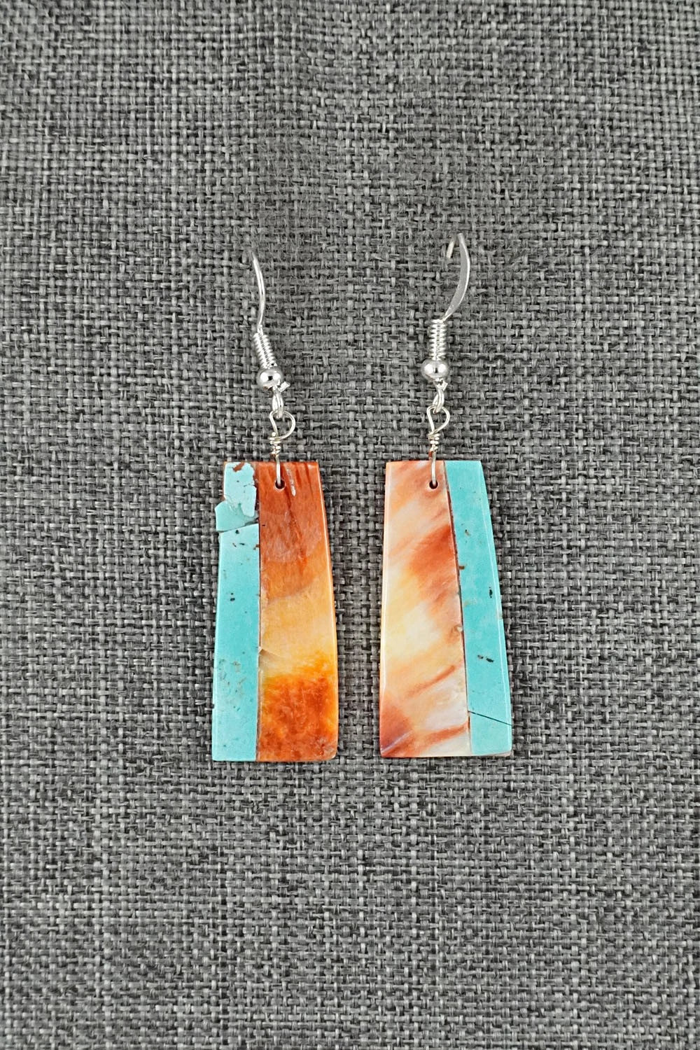 Spiny Oyster, Turquoise & Sterling Silver Earrings - Louise Pete