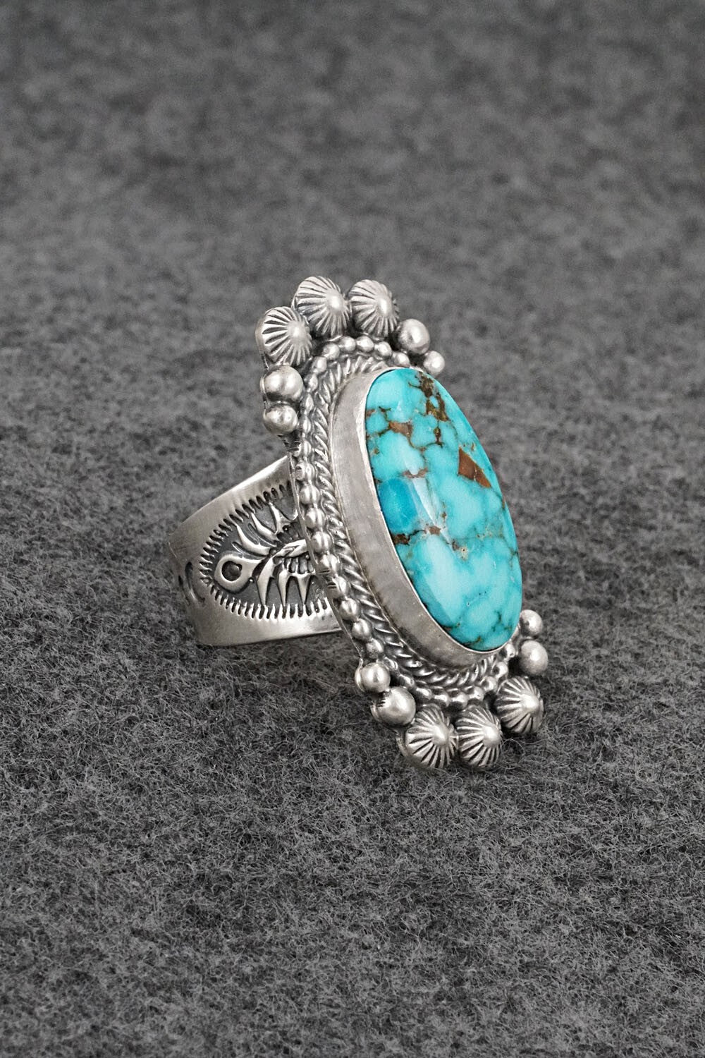 Turquoise & Sterling Silver Ring - Tom Lewis - Size 8