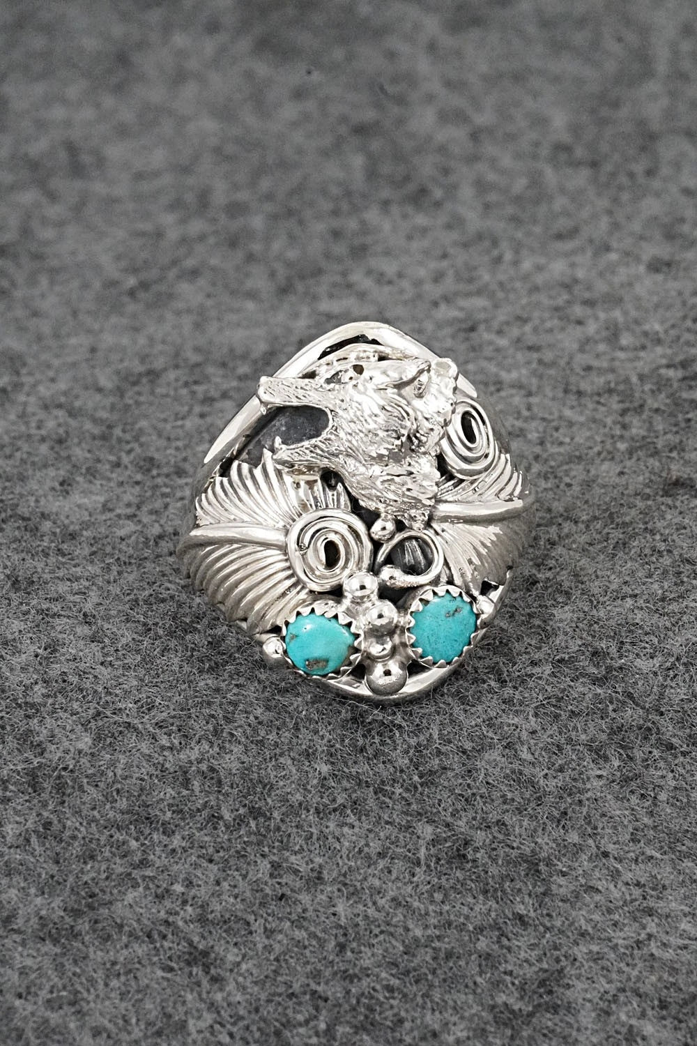Turquoise & Sterling Silver Ring - Darrell Morgan - Size 12