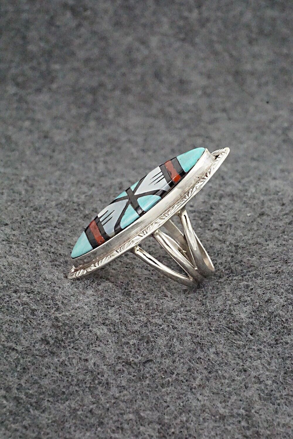 Multi-Stone & Sterling Silver Ring - Gladys Lamy - Size 7