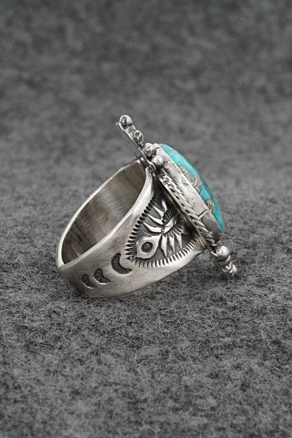 Turquoise & Sterling Silver Ring - Samuel Yellowhair - Size 7.5