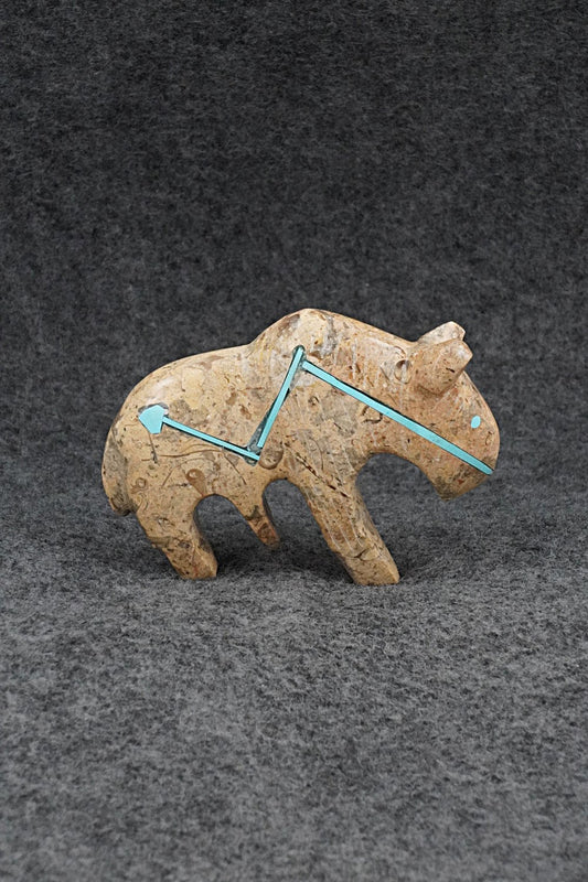 Buffalo Zuni Fetish Carving - Kenric Laiwakete