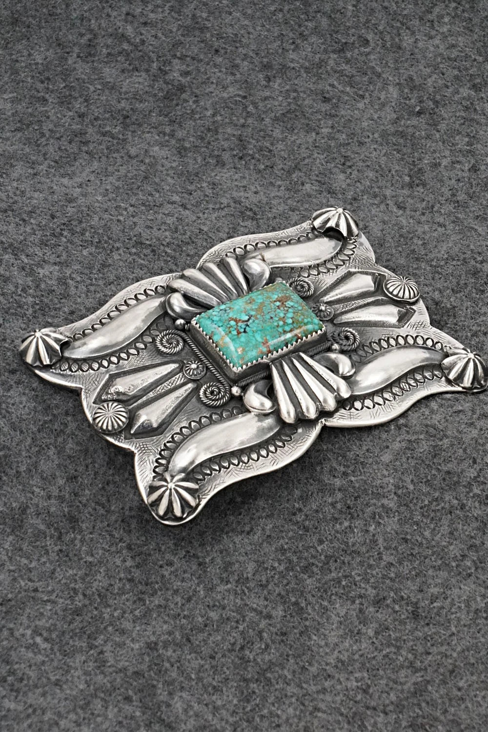 Turquoise & Sterling Silver Belt Buckle - Delbert Gordon