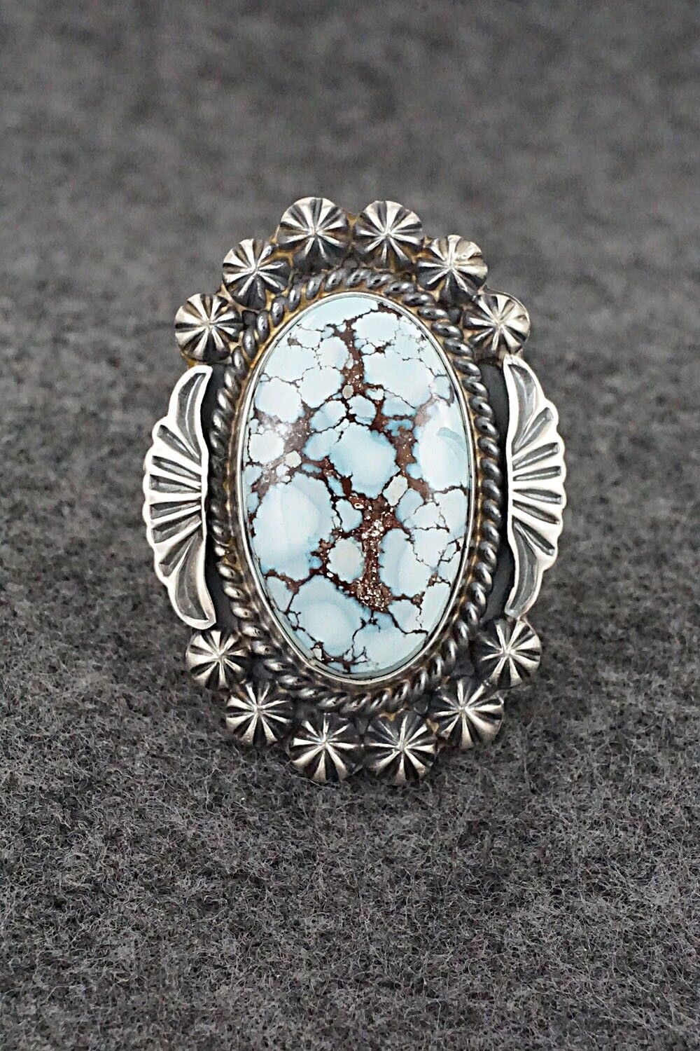 Turquoise & Sterling Silver Ring - Raymond Delgarito - Size 8.5