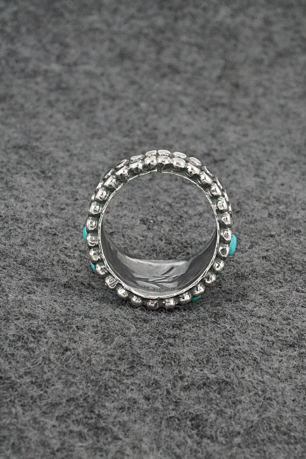Turquoise & Sterling Silver Ring - Kenny Lonjose - Size 9.5