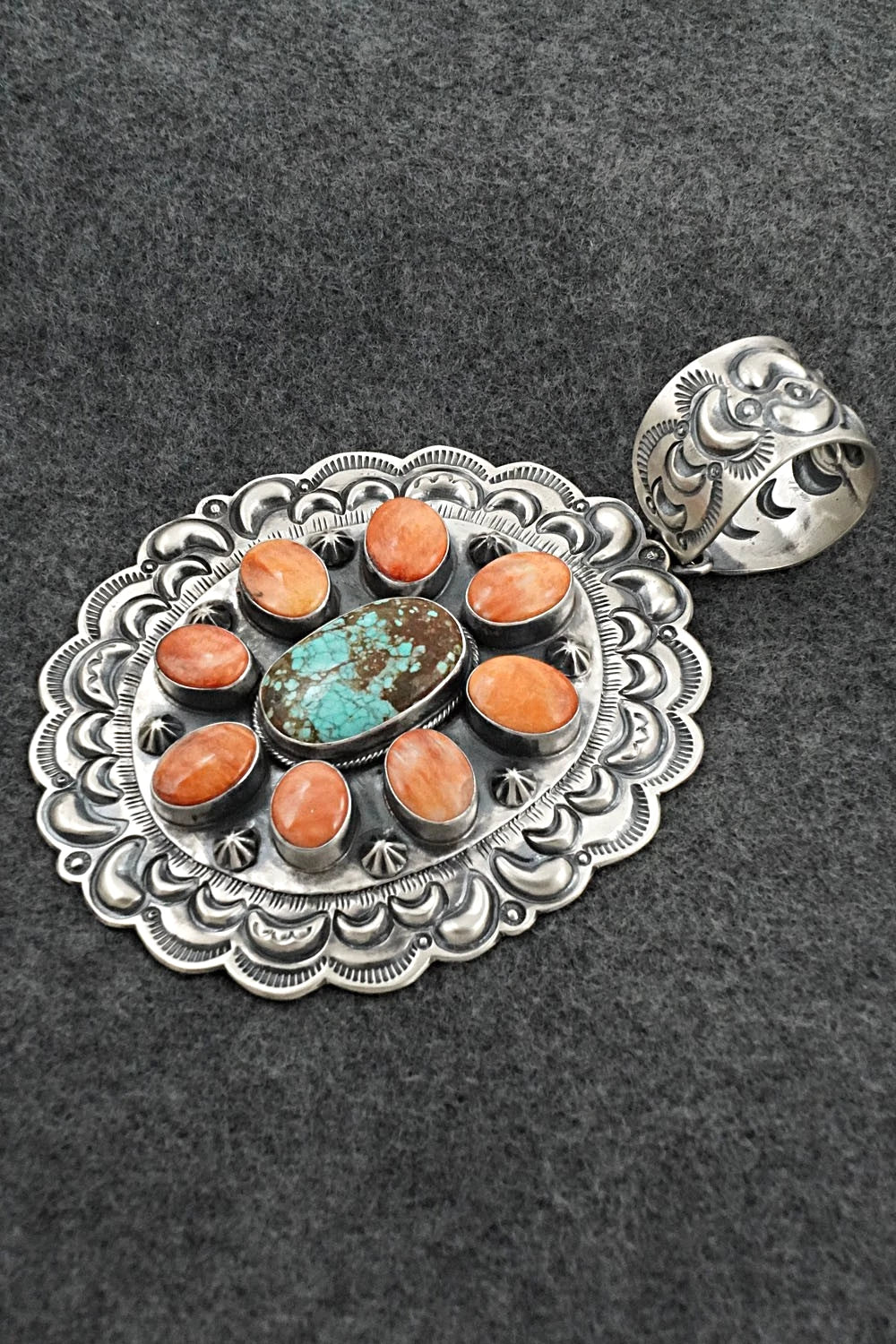 Turquoise, Spiny Oyster & Sterling Silver Pendant - Randy Boyd