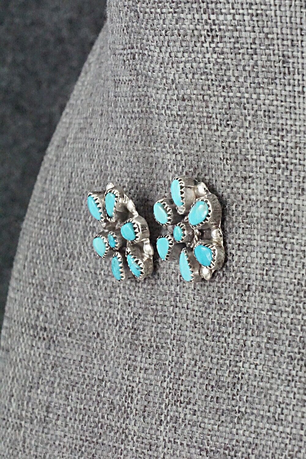 Turquoise & Sterling Silver Earrings - Lorencita Walela