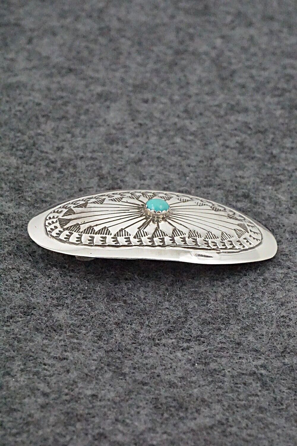 Turquoise & Sterling Silver Hair Barrette - Arlene Soce