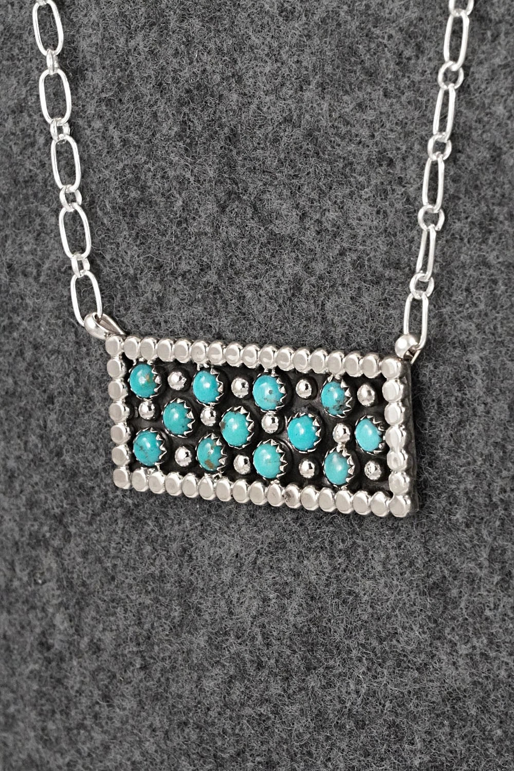 Turquoise & Sterling Silver Necklace - Kenny Lonjose