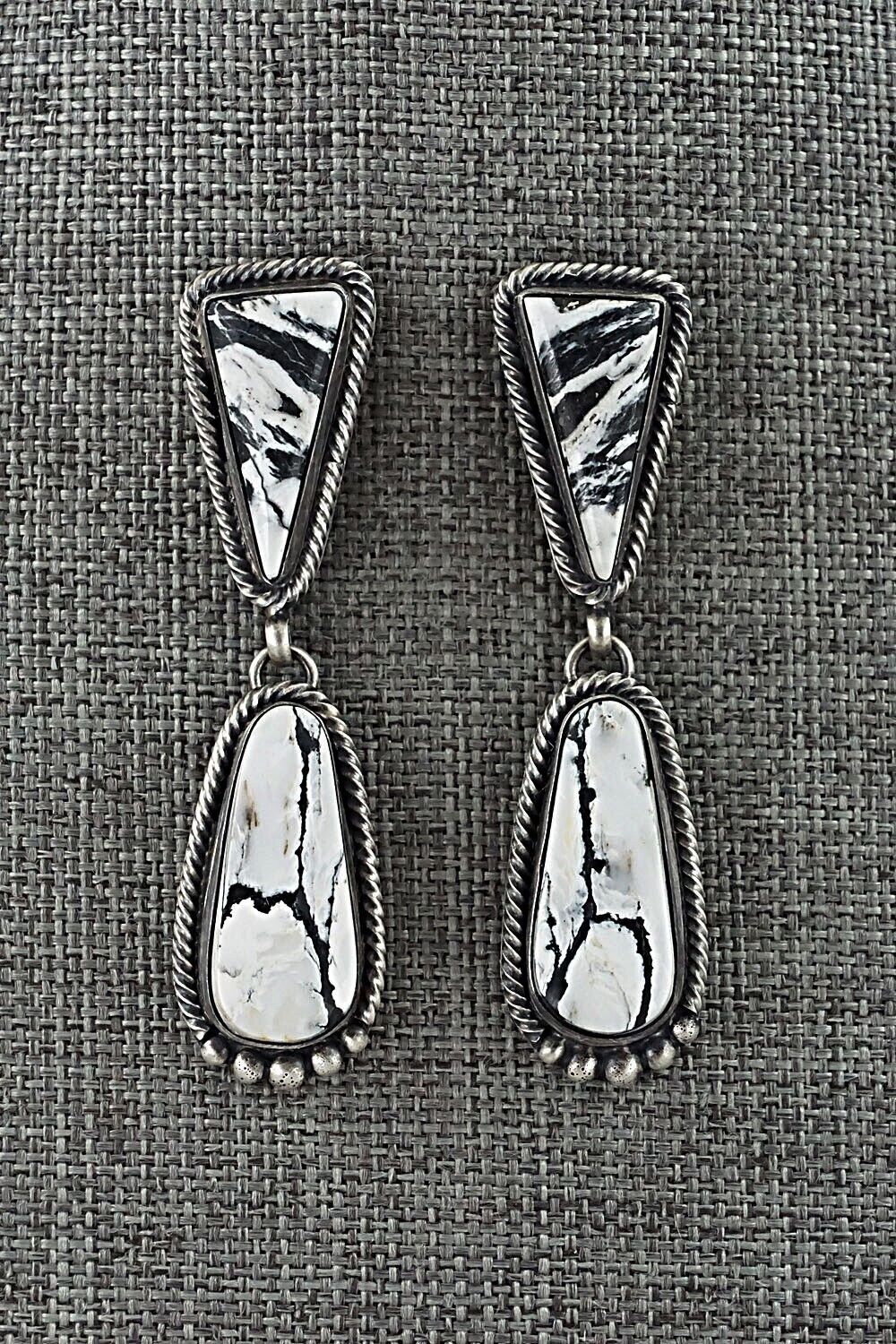 White Buffalo & Sterling Silver Earrings - Angela Martin