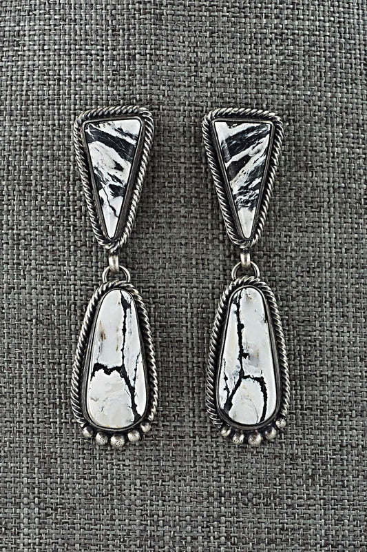 White Buffalo & Sterling Silver Earrings - Angela Martin