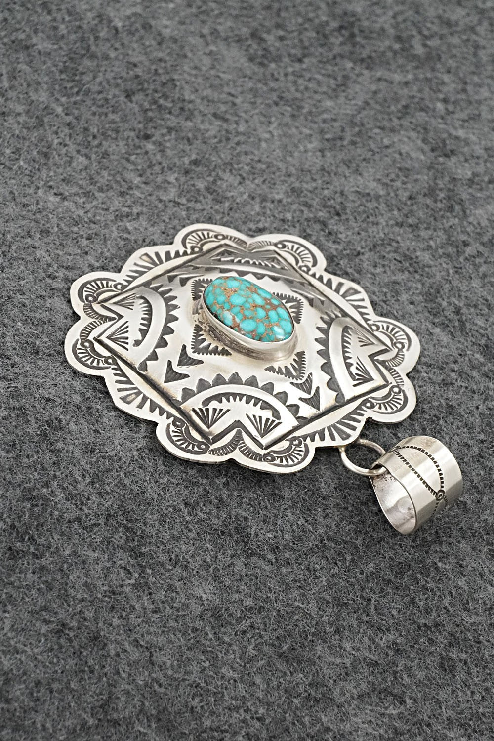 Turquoise & Sterling Silver Pendant - Arnold Blackgoat