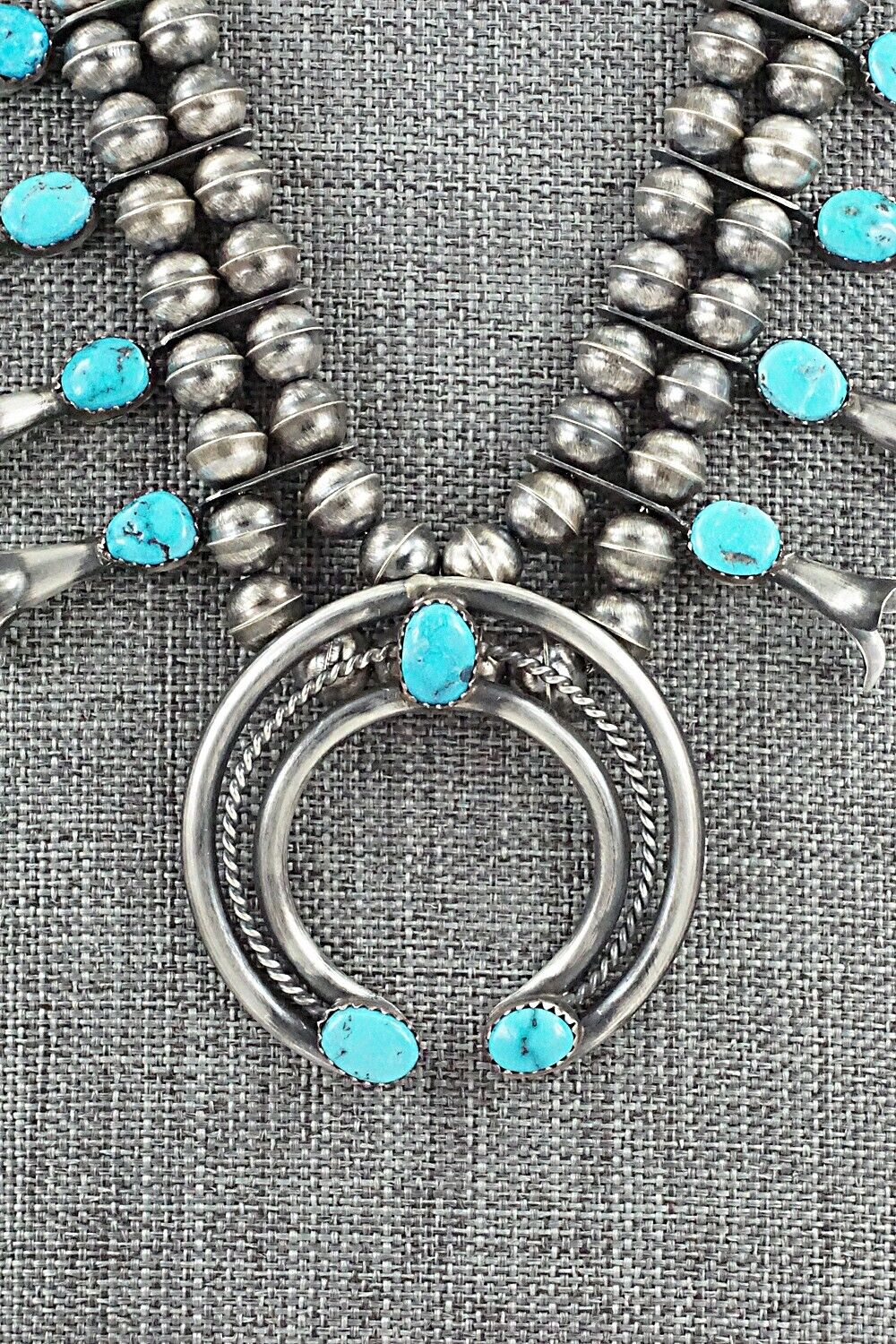 Turquoise & Sterling Silver Squash Blossom Set - Marie Kirlie