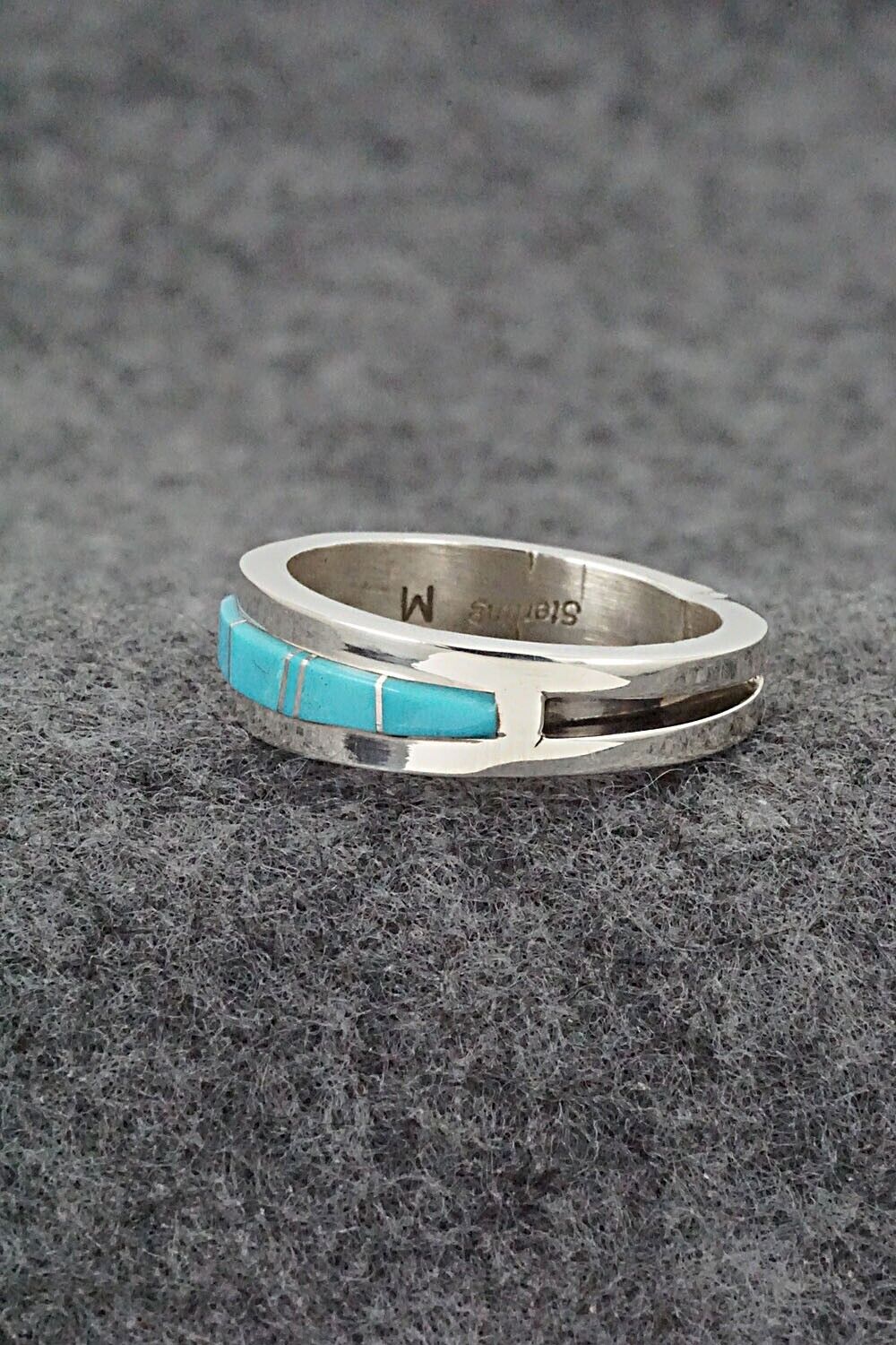 Turquoise & Sterling Silver Inlay Ring - Wilbert Muskett Jr. - Size 9