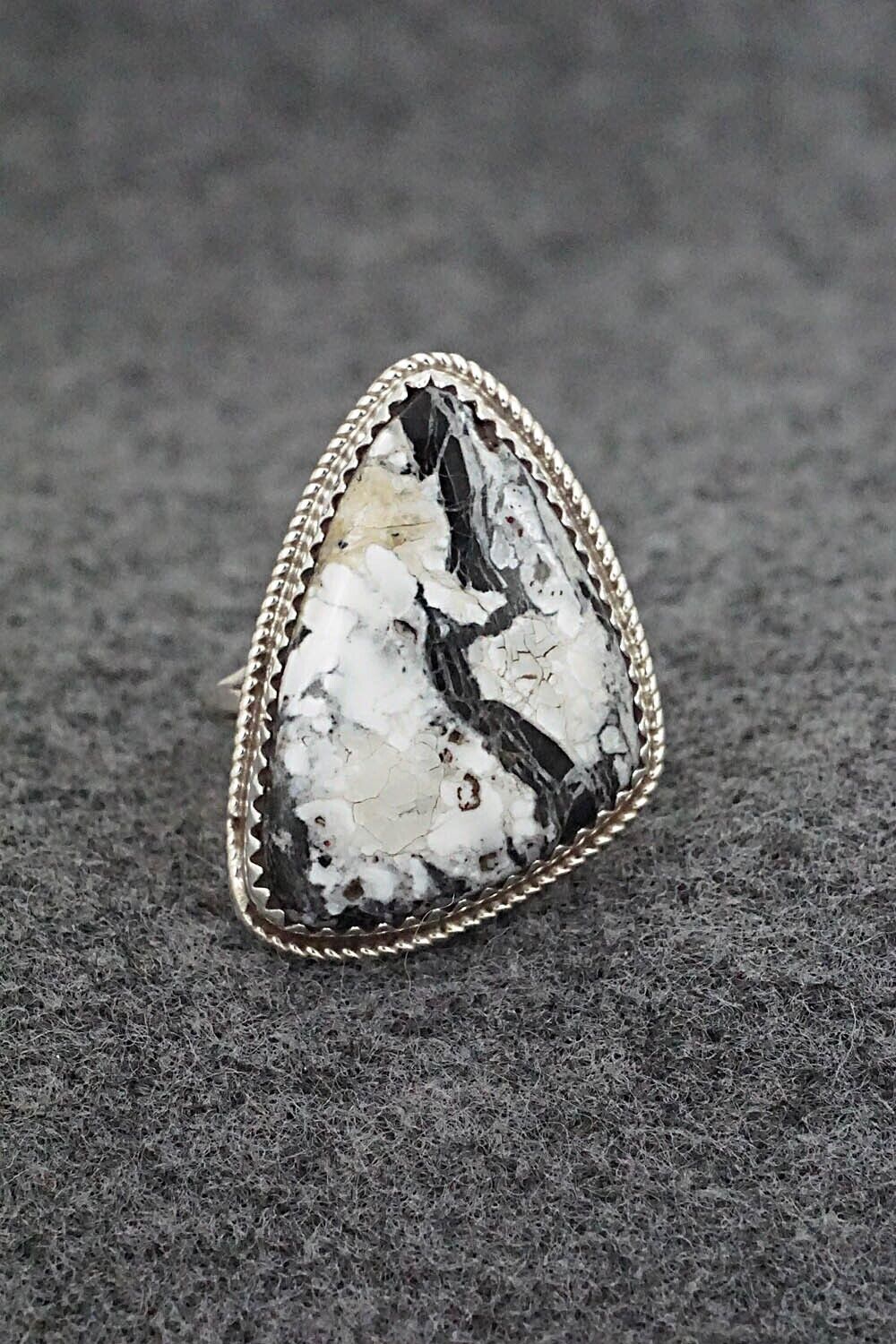 White Buffalo & Sterling Silver Ring - Ernest Hawthorne - Size 7.75