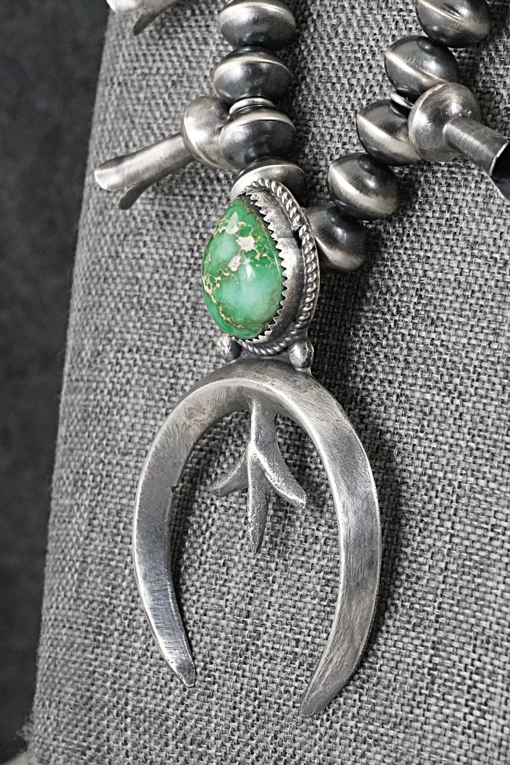 Turquoise & Sterling Silver Squash Blossom Necklace - Presley Haley