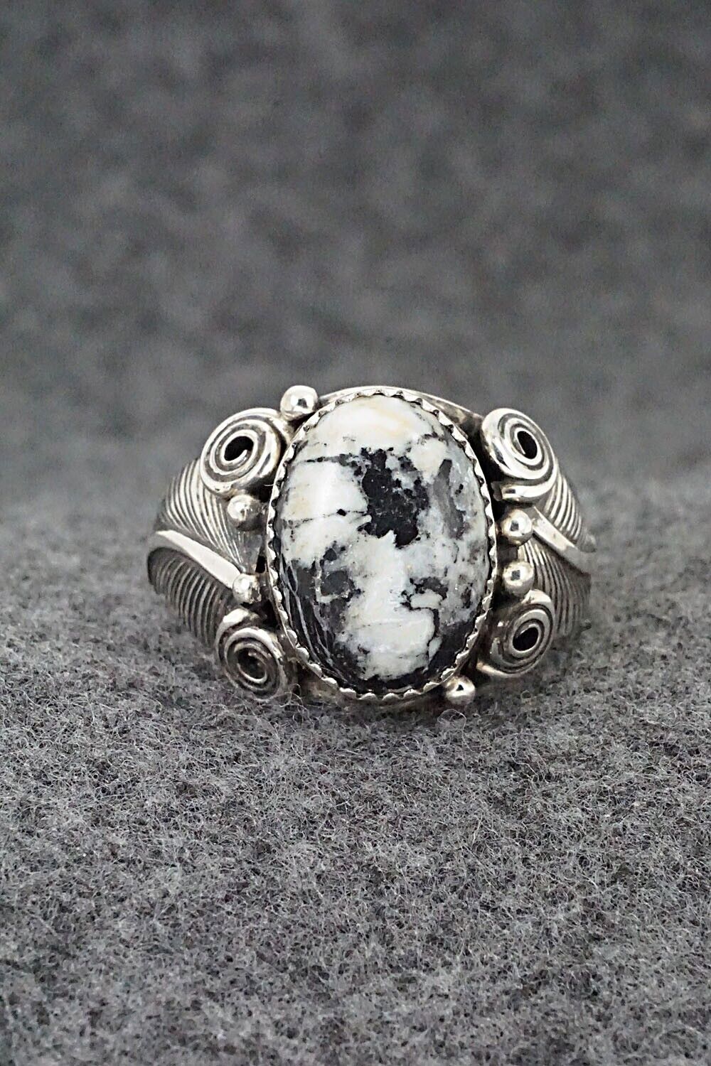 White Buffalo & Sterling Silver Ring - Davey Morgan - Size 13