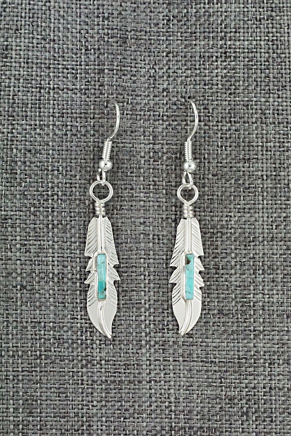 Turquoise & Sterling Silver Inlay Earrings - Allen Barney