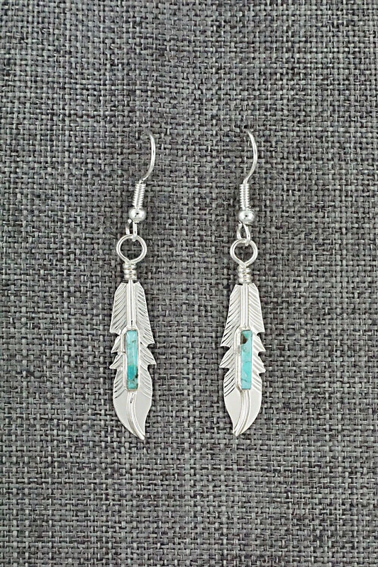 Turquoise & Sterling Silver Inlay Earrings - Allen Barney