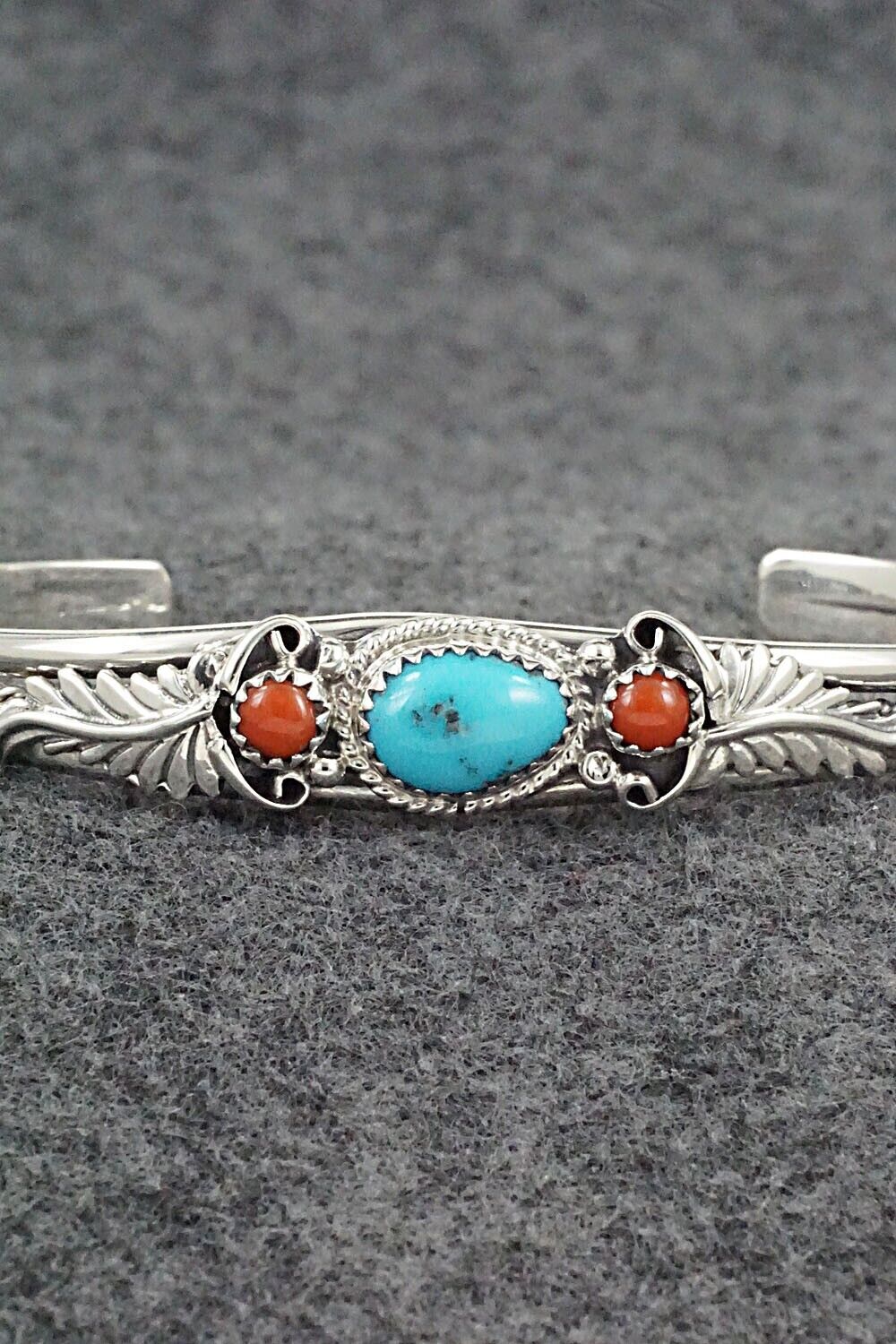 Turquoise, Coral & Sterling Silver Bracelet - Alice Rose Saunders